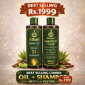 Two Attari Herbal Oil and Shampoo bottles 