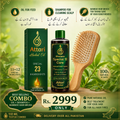 Premium 3 in one Bundle of Attari Herbal Oil, Shampoo, and Bamboo Hair Brush.
