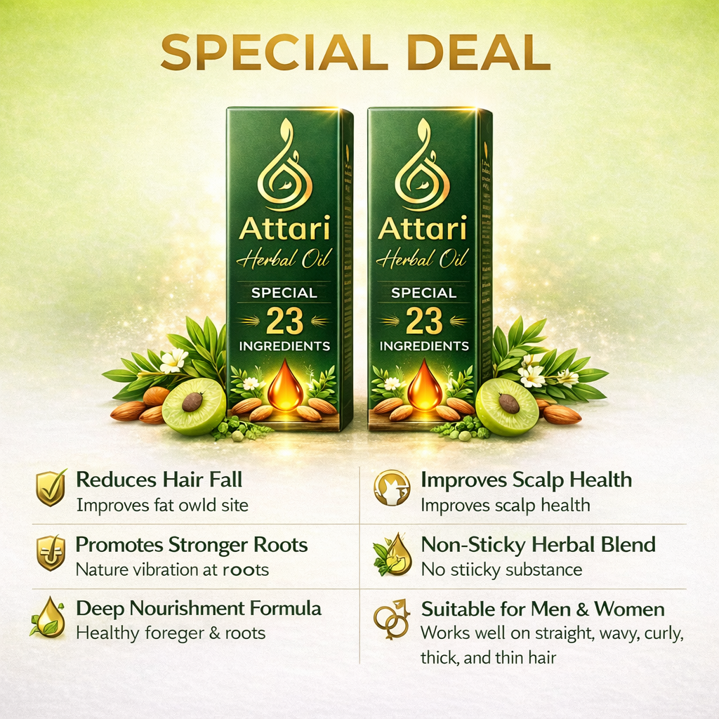 Special deal of two bottles of Attari Herbal Hair Oil for hair fall and growth